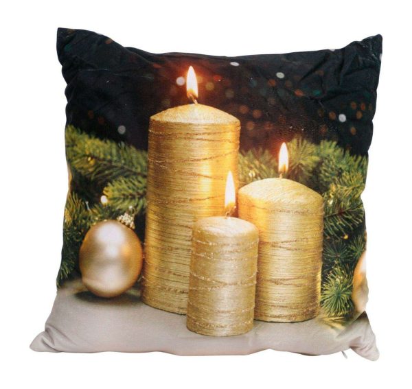 Ukrasni jastuk "Tri svijeće" s LED svjetlom