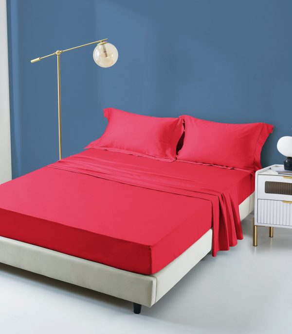 Pamučna plahta-CRVENA 200x220 cm +30cm